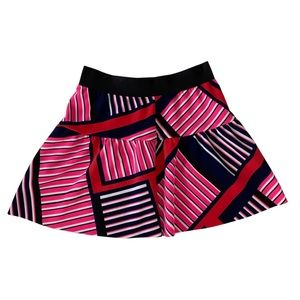 Express Geometric Striped Circle Mini Skirt